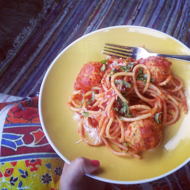 Spaghetti with Marinara & Turkey and Zucchini Meatballs