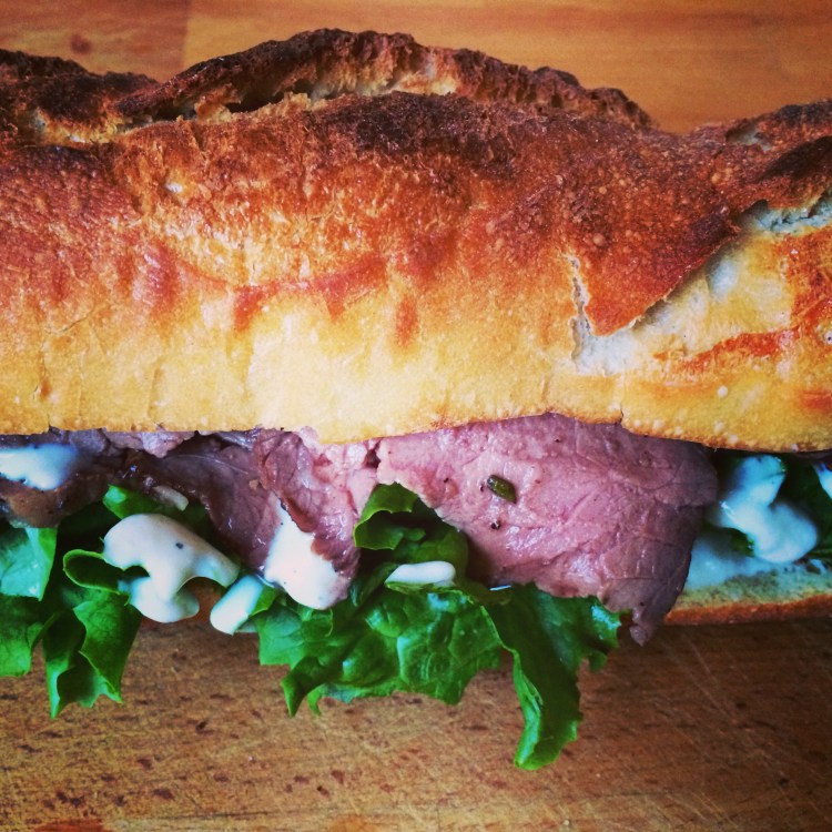 Rosemary and Garlic Roast Beef Sandwich with Horseradish Cream Sauce