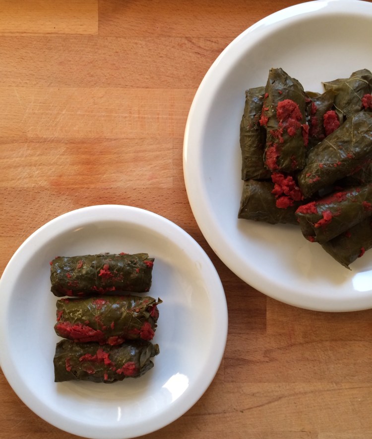 Lebanese Meat Stuffed Grape Leaves