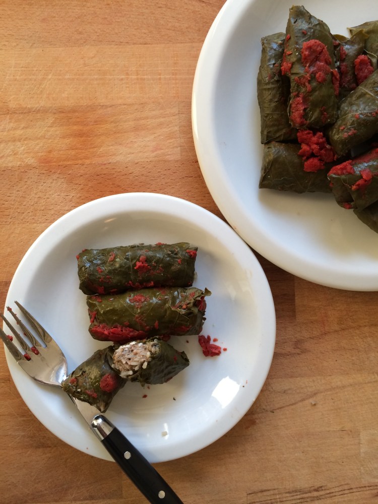 Lebanese Meat Stuffed Grape Leaves