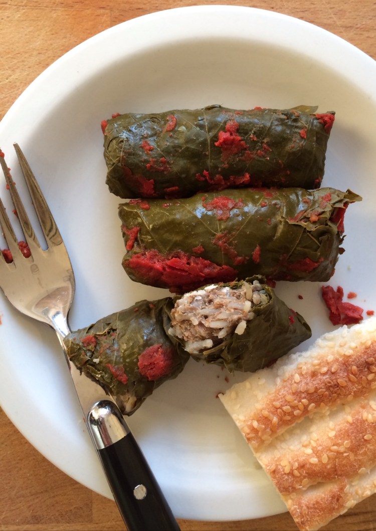 Lebanese Meat Stuffed Grape Leaves