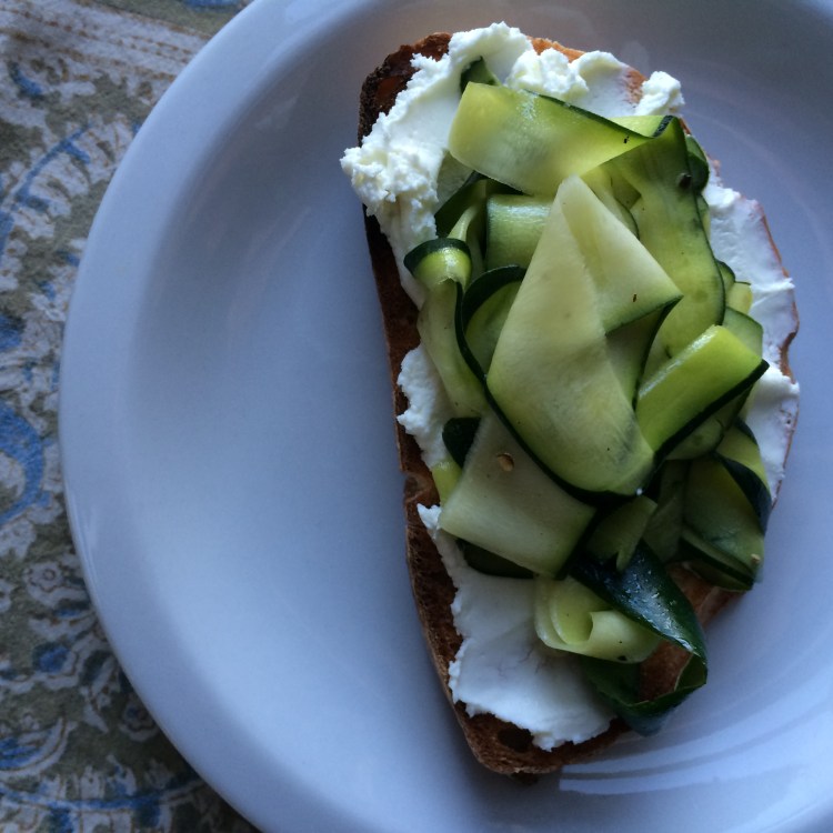 Zucchini Ribbon and Goat Cheese Bruschetta
