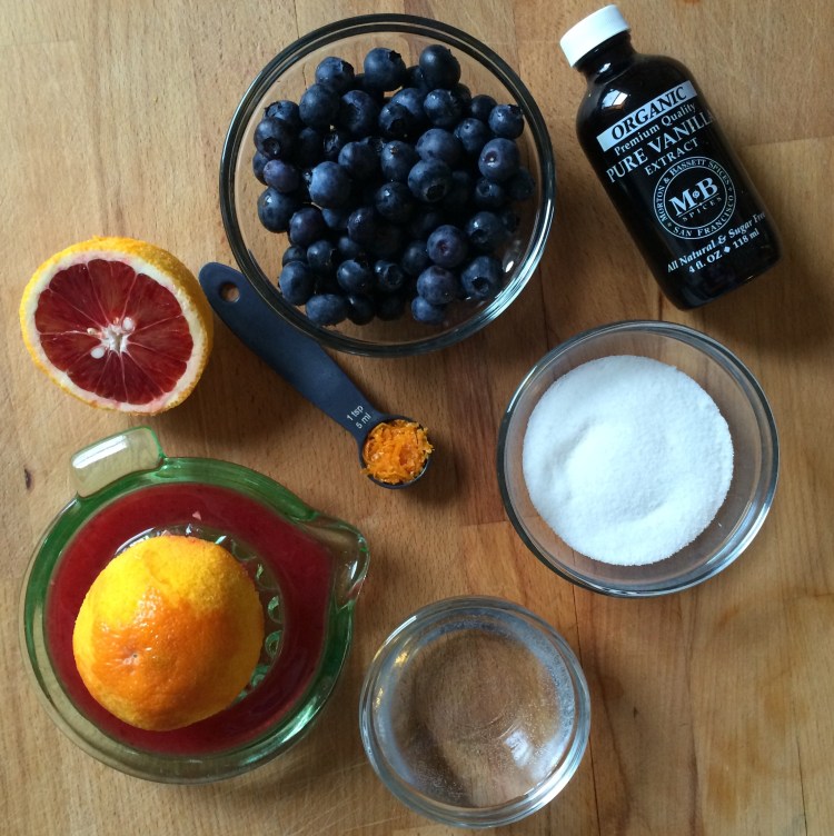 Cornmeal Pancakes with Blueberry Compote