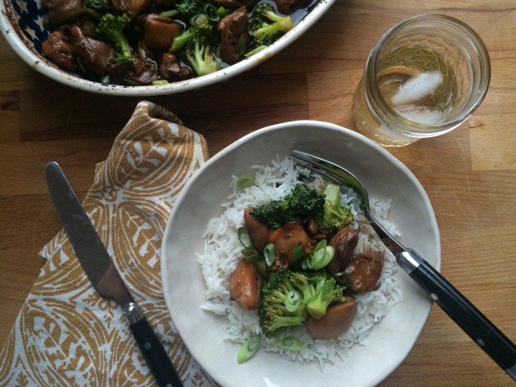 Sticky Bourbon Chicken and Broccoli