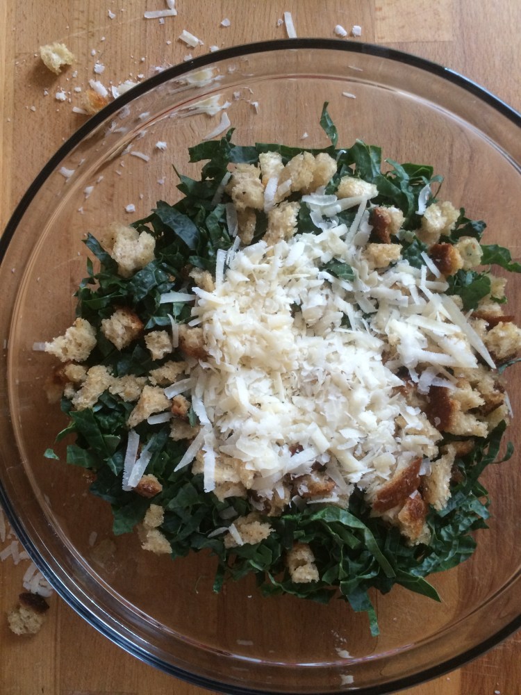 Kale Salad with Breadcrumb Croutons